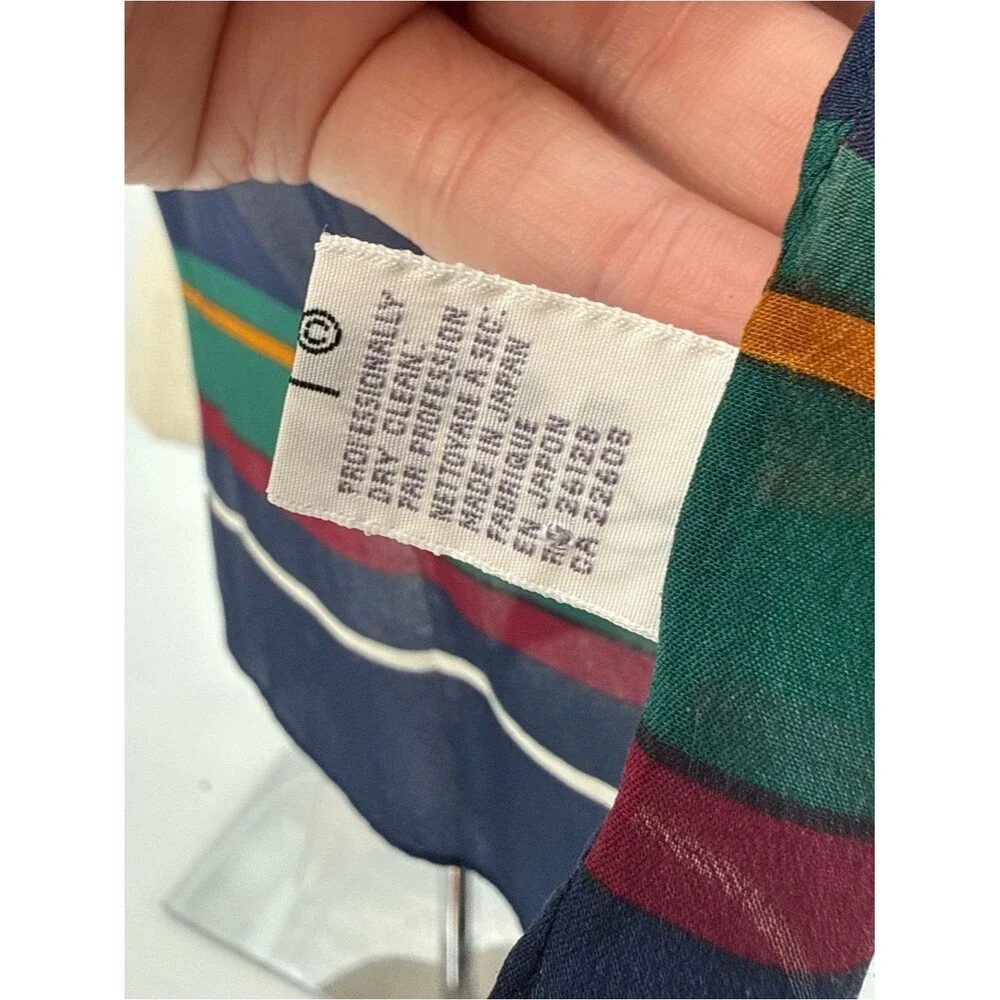 Echo Silk Scarf Striped Lightweight Accessory Preppy Nautical Crest Vintage